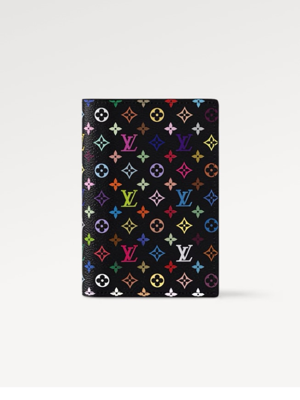 NIB Authentic Louis Vuitton Multicolor Murakami Monogram Passport Cover - Black